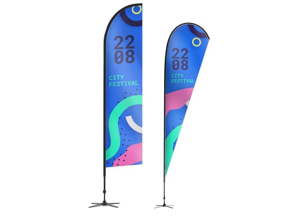 custom printed feather and teardrop flags