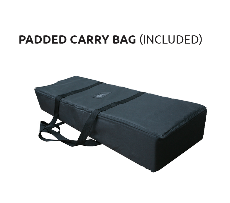 comes with a standard with a padded carry bag.
